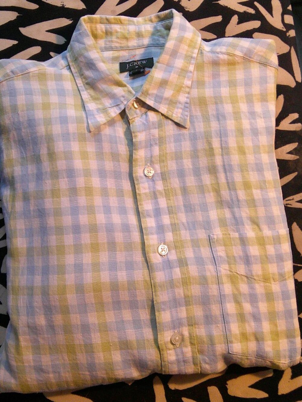"J.Crew" 100% Baird McNutt Irish Linen Shirt n Kells Plaid Long Sleeve Man S